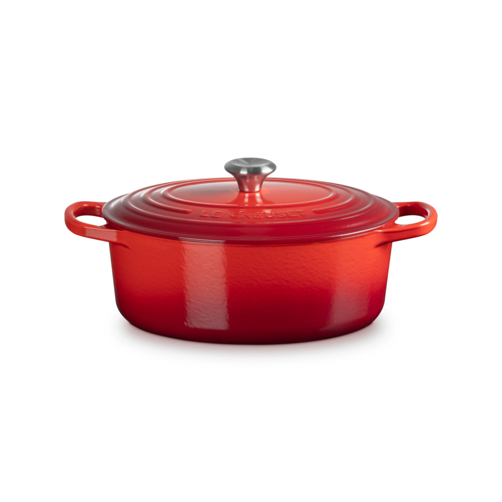 シグニチャー ココット・オーバル 25cm チェリーレッド (シルバーツマミ) | 両手鍋 ｜ル・クルーゼ（Le Creuset）公式