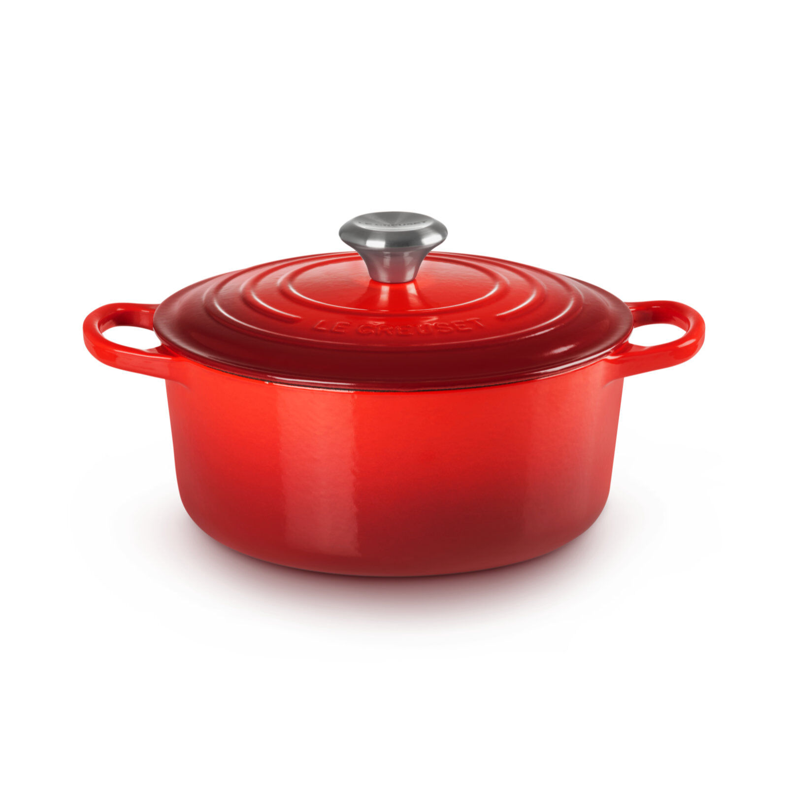 シグニチャー ココット・ロンド 24cm チェリーレッド (シルバーツマミ) | 両手鍋 ｜ル・クルーゼ（Le Creuset）公式